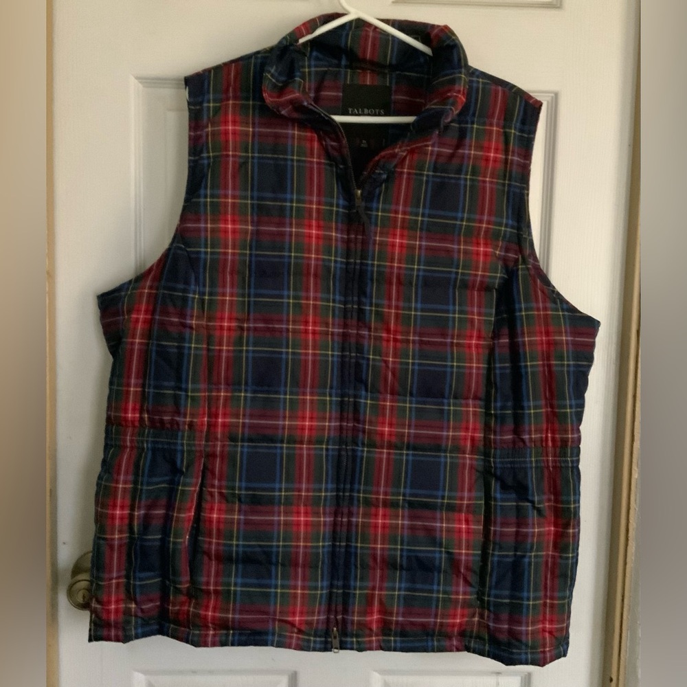 Talbots woman’s plus size plaid zip up vest, size 3X